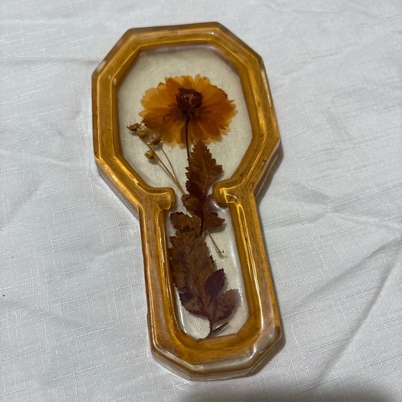 Vintage Lucite and Pressed  Flower Spoon Holder - Picture 1 of 5